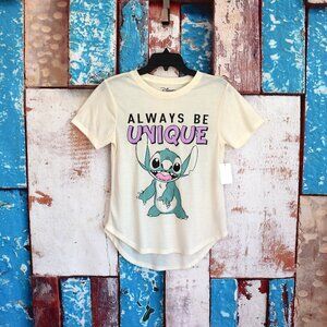 Women's Disney Juniors Stitch Graphic Tee T-Shirt Short Sleeve M, L Ivory NEW